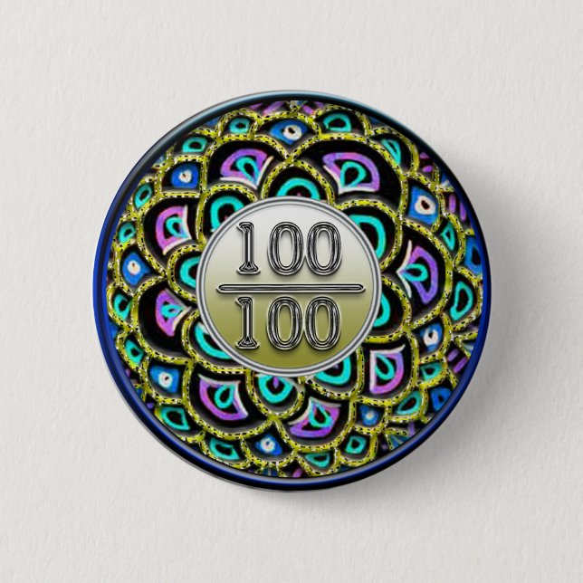 Badge Rond 5 Cm 100/100 bouton d'éloge (Devant)
