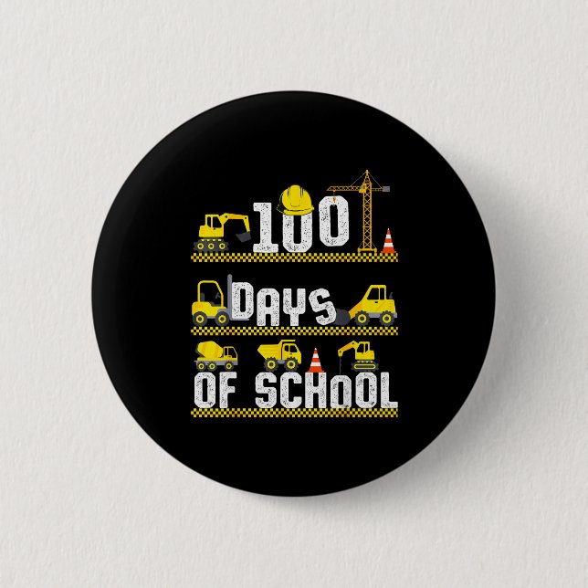 Badge Rond 5 Cm 100 Days Of School Construction Truck 100th Day Bo (Devant)