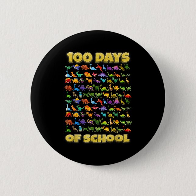 Badge Rond 5 Cm 100 Days Of School Dinosaur 100 Days Smarter  (Devant)