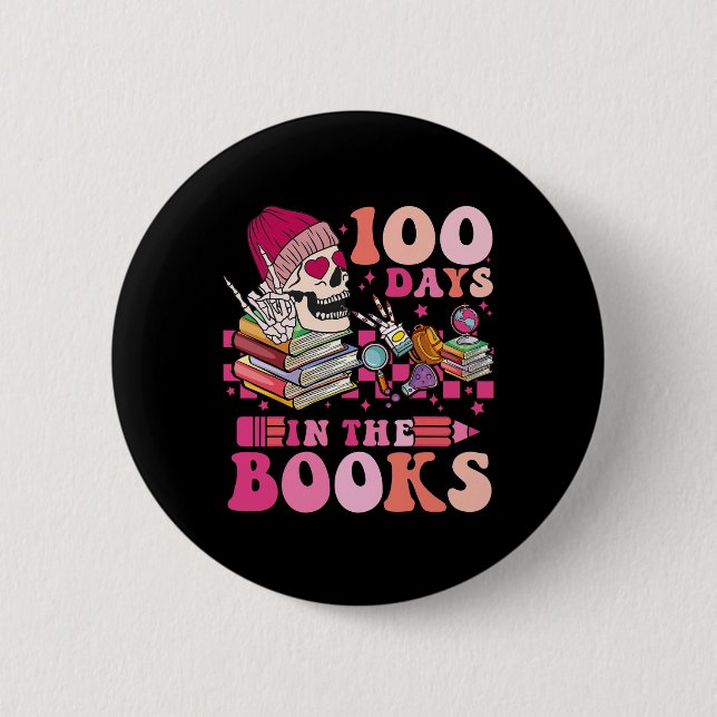Badge Rond 5 Cm 100 jours dans les livres enseignant de lecture sq (Devant)