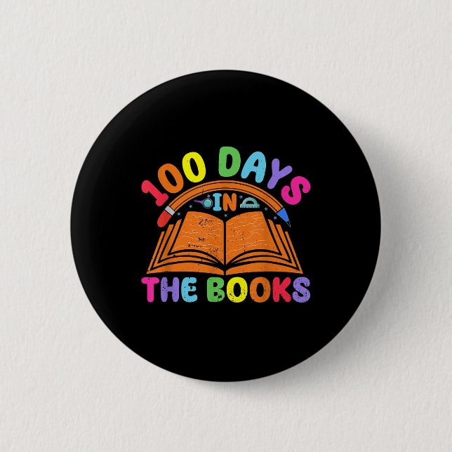 Badge Rond 5 Cm 100 Jours Dans Les Livres Lecture Enseignant 100èm (Devant)