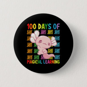 Badge Rond 5 Cm 100 jours d'apprentissage magique Axolotl School