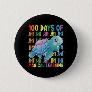 Badge Rond 5 Cm 100 Jours d'apprentissage magique École de tortue