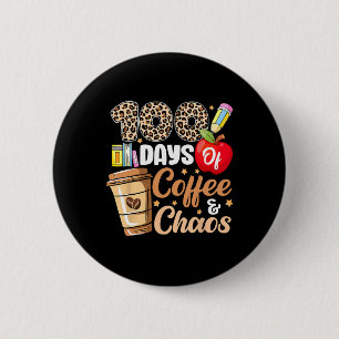 Badge Rond 5 Cm 100 Jours De Café Et Chaos Leopard 100E Jour Thé