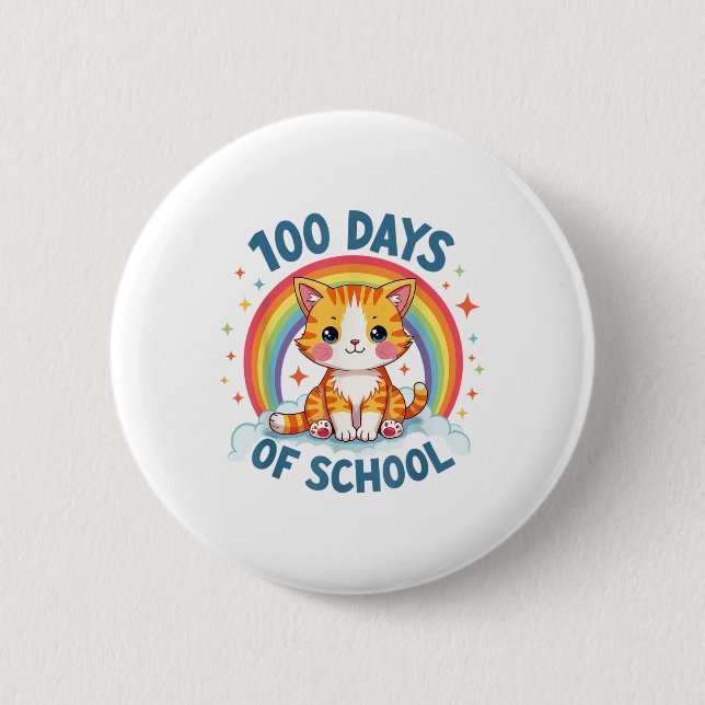 Badge Rond 5 Cm 100 Jours De Cat Filles Enseignant 100E Jour De (Devant)