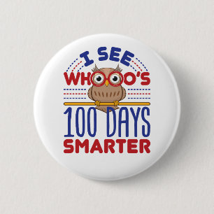 Badge Rond 5 Cm 100 Jours de Chouette de l'école Enseignant intell