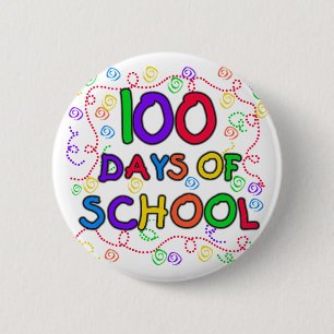 Badge Rond 5 Cm 100 jours de confettis d'école