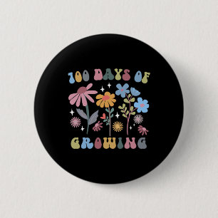 Badge Rond 5 Cm 100 Jours De Croissance Fleur Retro Boho 100E Jour