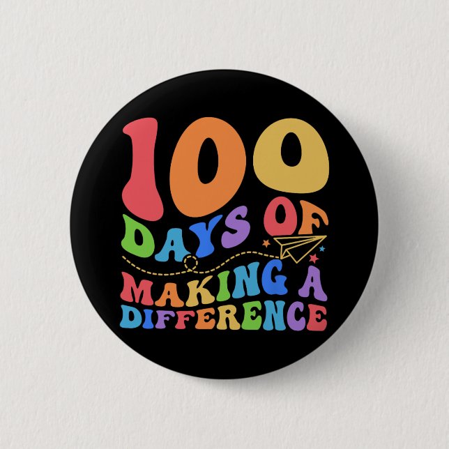 Badge Rond 5 Cm 100 Jours de faire la différence 100e Jour Tea de  (Devant)