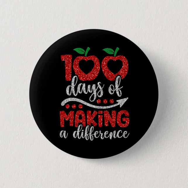 Badge Rond 5 Cm 100 Jours De Faire Une Différence 100 Jours D'Écol (Devant)