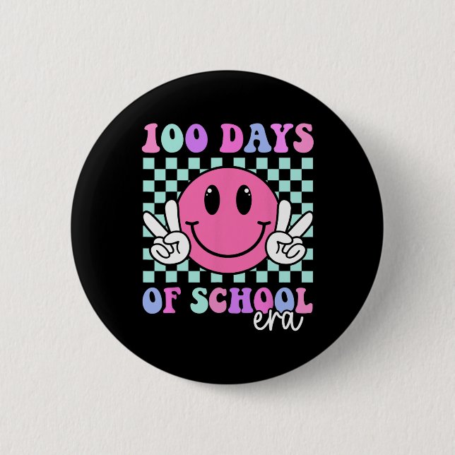 Badge Rond 5 Cm 100 Jours De L'Ère Sourd Enseignant Garçons Filles (Devant)