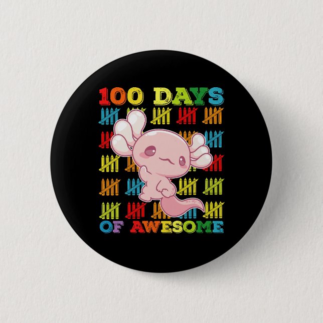 Badge Rond 5 Cm 100 Jours De L'Impressionnant Axolotl 100E Jour De (Devant)