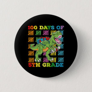 Badge Rond 5 Cm 100 jours de T Rex dinosaure de 5e année scolaire