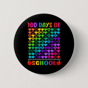 Badge Rond 5 Cm 100 Jours D'école Cœurs Colorés Enseignant Élève