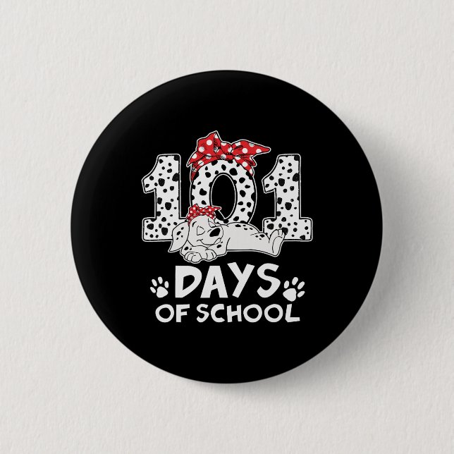 Badge Rond 5 Cm 100 Jours D'École Dalmatienne Chien Femmes Fille 1 (Devant)