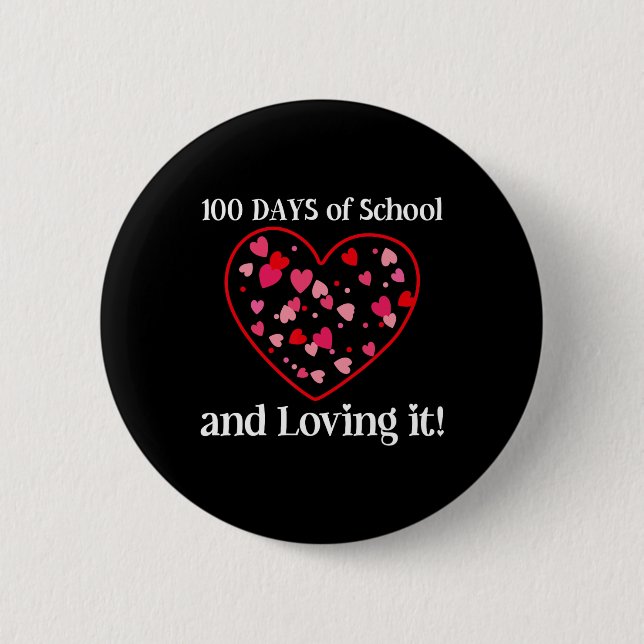 Badge Rond 5 Cm 100 Jours D'École Et D'Aimer Étudiants Enseignants (Devant)