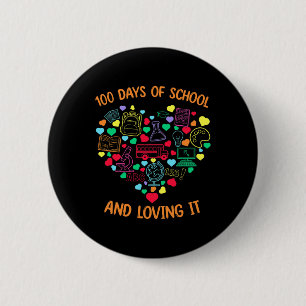 Badge Rond 5 Cm 100 Jours D'École Et L'Aimer Coeur Avec Teachi