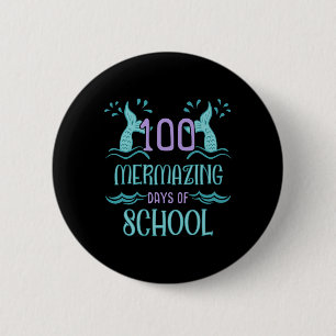 Badge Rond 5 Cm 100 Jours D'École Pour Filles Sirène Cadeau