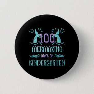 Badge Rond 5 Cm 100 jours d'école pour filles Sirène jardin d'enfa