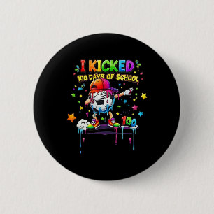 Badge Rond 5 Cm 100 Jours D'école Soccer Drip Enfants Garçons Drôl