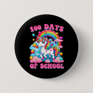 Badge Rond 5 Cm 100 Jours D'École Unicorn Girls Mignonne 100E Jour