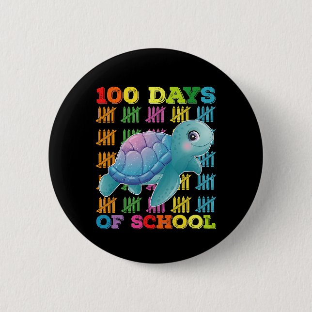 Badge Rond 5 Cm 100 Jours D'Enseignant De Tortue (Devant)