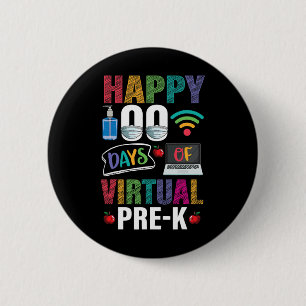 Badge Rond 5 Cm 100 Jours D'Enseignant Virtuel Pré-Kids Étudiant