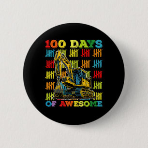 Badge Rond 5 Cm 100 jours d'excavatrice géniale 100e jour d'école