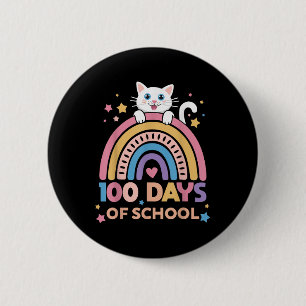 Badge Rond 5 Cm 100 Jours Enfants intelligents Filles Kitten Chat 