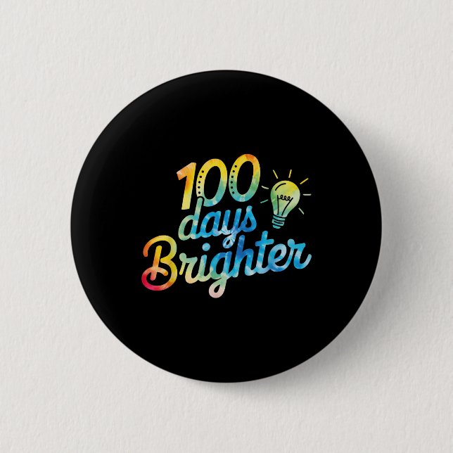 Badge Rond 5 Cm 100 Jours Enseignant Plus Brighter Enfants 100e Jo (Devant)
