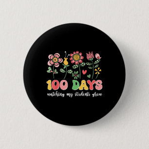 Badge Rond 5 Cm 100 jours Growing Boho Flowers Enseignant 100e jou