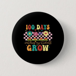 Badge Rond 5 Cm 100 jours Growing Boho Flowers Enseignant 100e jou