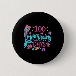 Badge Rond 5 Cm 100 Jours Merveilleux De L'École Mermaid Tail Girl