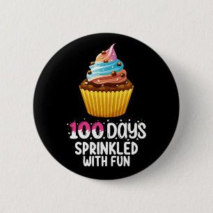 Badge Rond 5 Cm 100 jours parsemés de plaisir Professeur d'école d