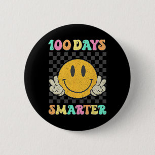 Badge Rond 5 Cm 100 Jours Plus Intelligent Visage Hippie Sourire M