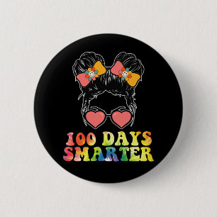 Badge Rond 5 Cm 100 jours plus intelligentes filles chignon désord