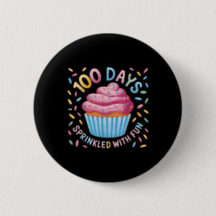 Badge Rond 5 Cm 100 Jours Saupoudrés Avec Amusants 100E Jour De L'