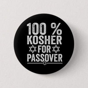 Badge Rond 5 Cm 100% Kosher pour Passover Funny Pesach