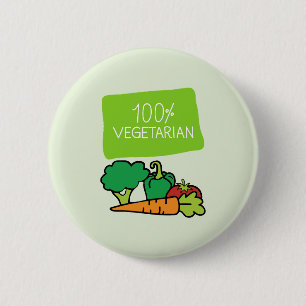 Badge Rond 5 Cm 100% Végétarien Et Fier 