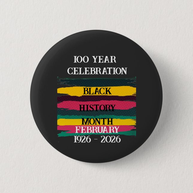 Badge Rond 5 Cm 100 year celebration black history month 2026 (Devant)