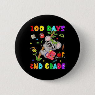 Badge Rond 5 Cm 100e Jour De L'École 2e Année Koala Joyeux 100 Jou