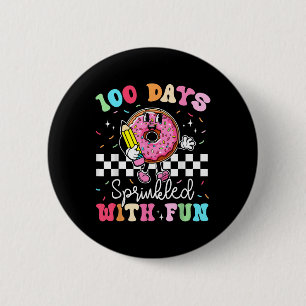 Badge Rond 5 Cm 100E Jour De L'École Donut 100 Jours Saupoudrés De