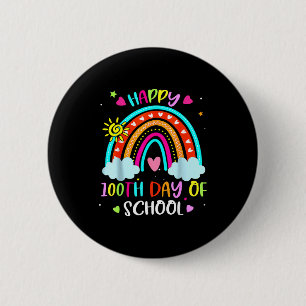 Badge Rond 5 Cm 100e jour d'école arc-en-ciel Joyeux 100 jours plu