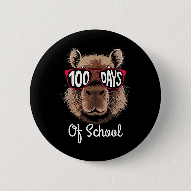 Badge Rond 5 Cm 100ème Jour De Cool D'École Capybara 100 Jours Plu (Devant)
