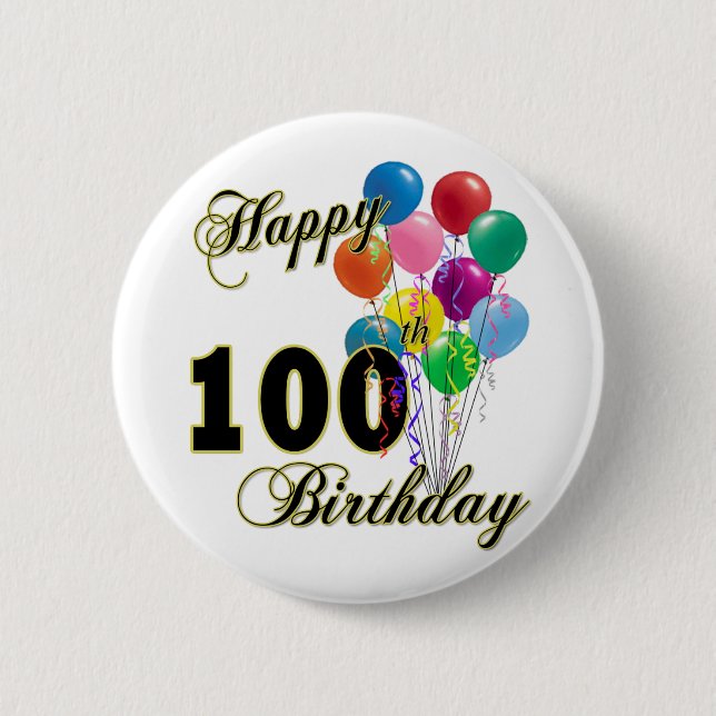 Badge Rond 5 Cm 100th cadeaux d'anniversaire et habillement (Devant)