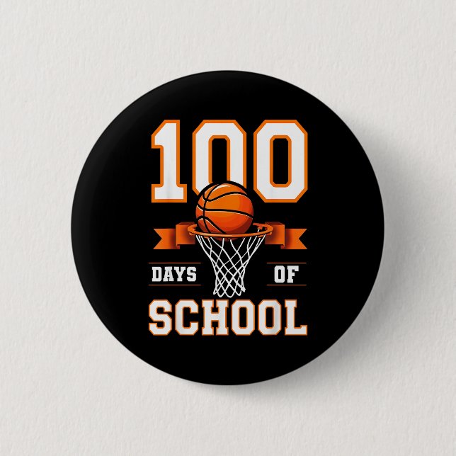 Badge Rond 5 Cm 100th Day Of School Basketball Kids 100 Days Of Sc (Devant)