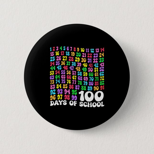 Badge Rond 5 Cm 100th Day Of School Teacher Kids 100 Days Math Num (Devant)