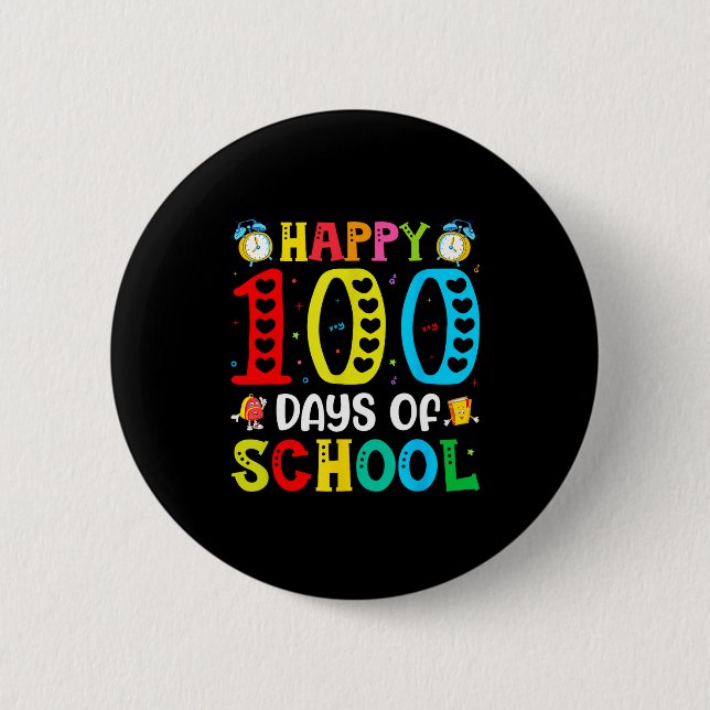 Badge Rond 5 Cm 100th Day Of School Teachers Students 100 Days Of  (Devant)