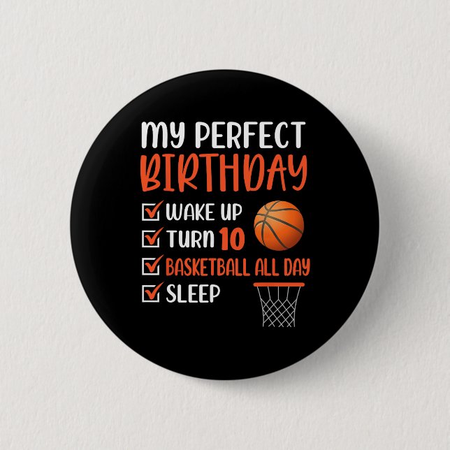 Badge Rond 5 Cm 10 ans Basketball Anniversaire 10e Boy Bda (Devant)
