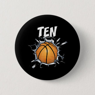 Badge Rond 5 Cm 10 ans Basketball Anniversaire Fête 10e Garçon
